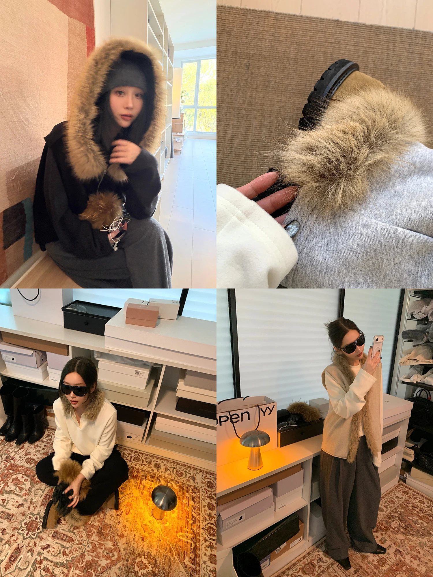 

SukiiRED Women's Fce Lined Hooded Vest T-irt Set Winter Faion Casual Outfit Long Sve Polyester Cotton Blend Thiened