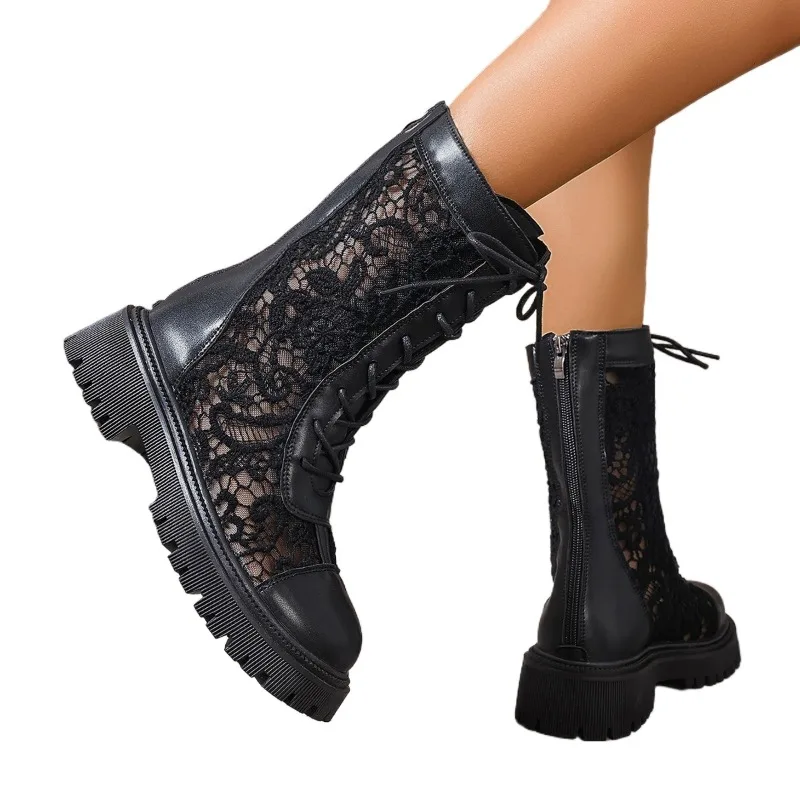 أحذية برقبة قصيرة برباط للنساء ، أحذية بمنصة جيدة التهوية ، مقاومة للماء ، حجم كبير ، أزياء نسائية ، تخفيضات كبيرة ، الخريف ، ،