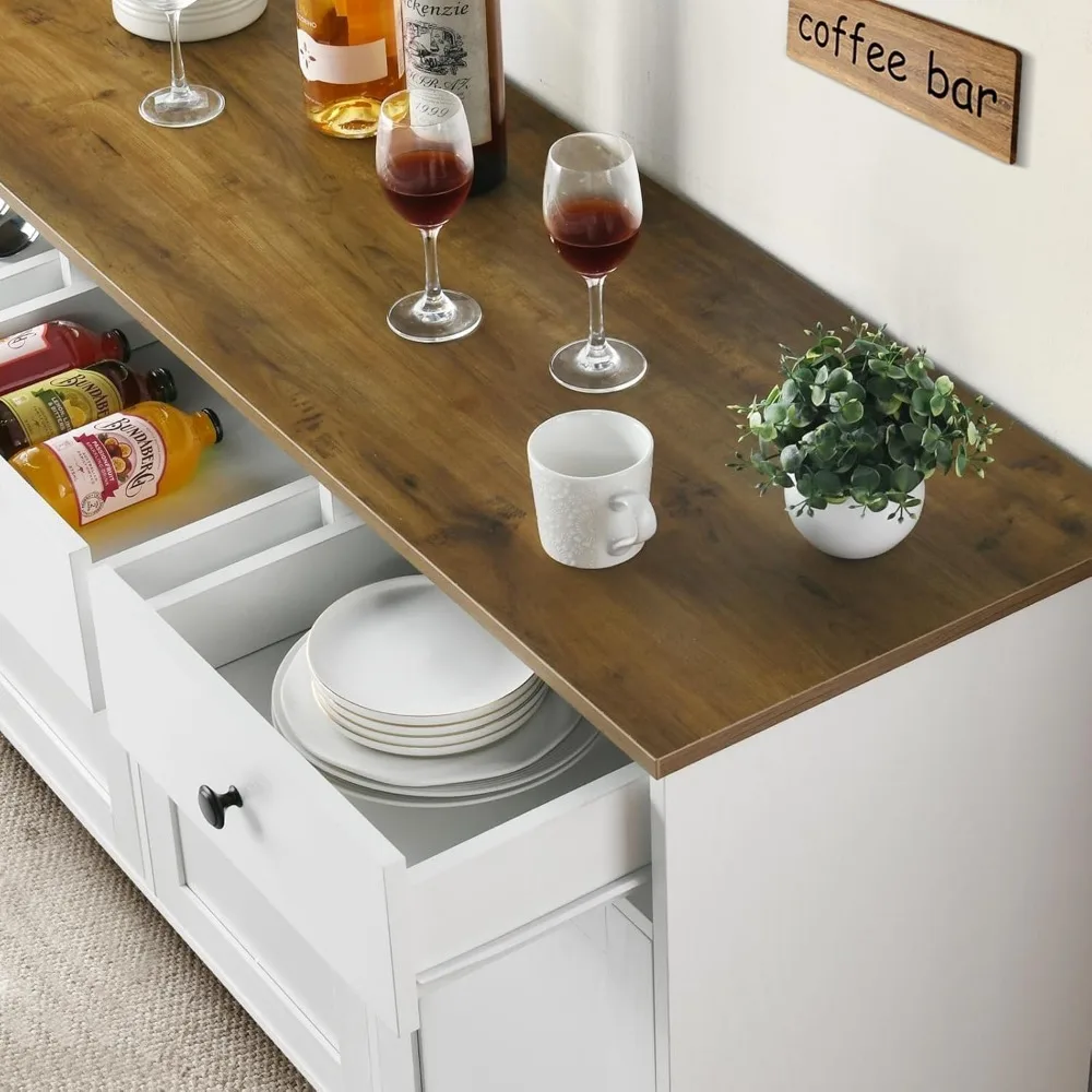 Buffet moderne avec rangement, 47 armoires de bar à café avec 3 tiroirs et 3 portes, armoire de rangement de cuisine avec Shelvi