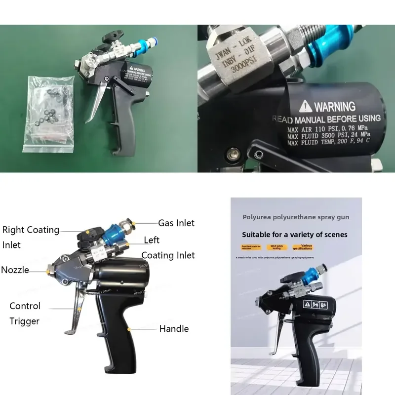 High Pressure Polyurea Spray Gun P2 Air Purge PU Foam Injection AB Two Component Coating Tool for Professional Application