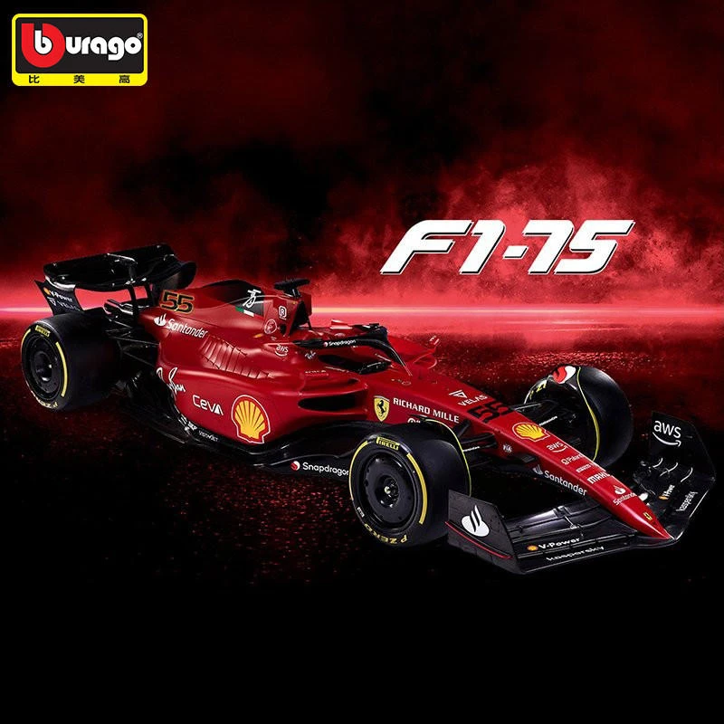 Bburago 1:43 Ferrari 2022 F1-75 #16 Leclerc #55 Sainz Alloy Racing Car Model F1 Formula One Racing Team Simulation Children Toys