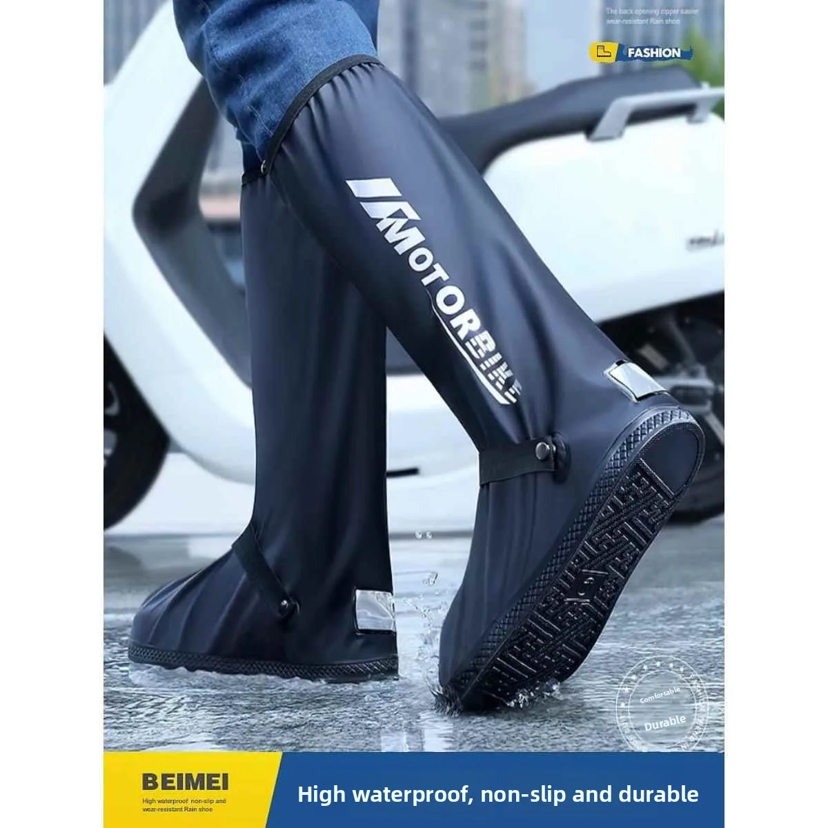 

Утолщенные нескользящие износостойкие водонепроницаемые чехлы для мужских и женских дождевых ботинок, многоразовые, высокие, для улицы