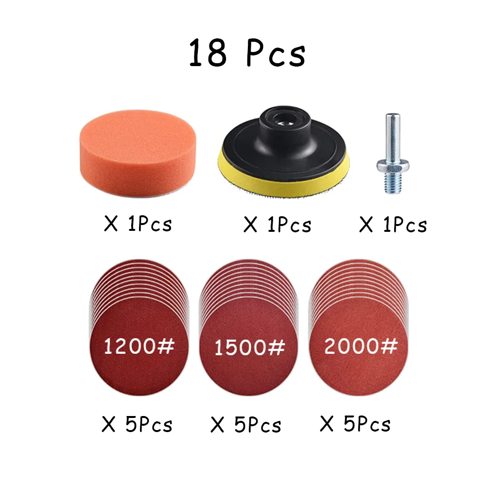 15-65 Stuks Auto Koplamp Reparatie Restauratie Kit 3 Inch 75 Mm Schuurplaat Waxen Spons Schuurpad voor Polijsten En Schuren