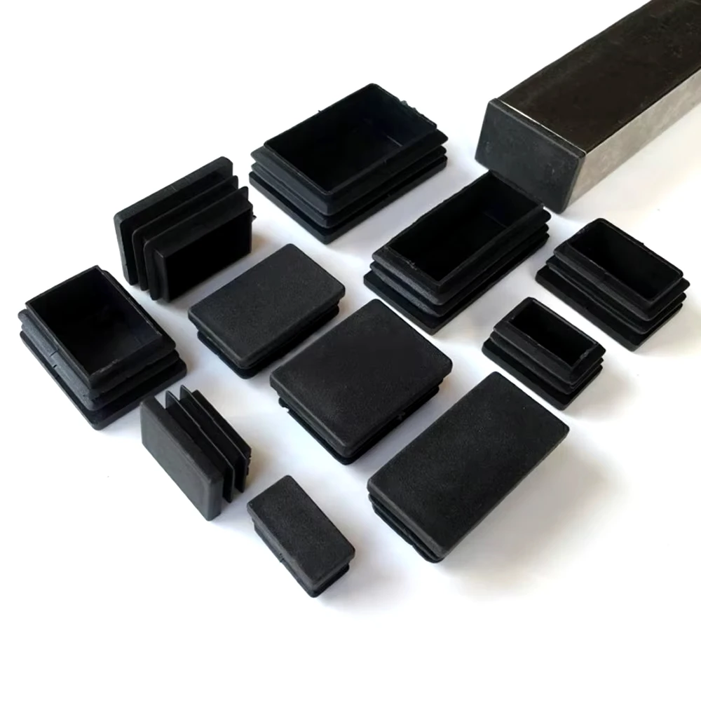 1-20pcs Rectangle Plastic Black Blanking End Caps Furniture Leg Tube Pipe Inserts Plugs Bung Decorative Dust Cover10x20-60x100mm