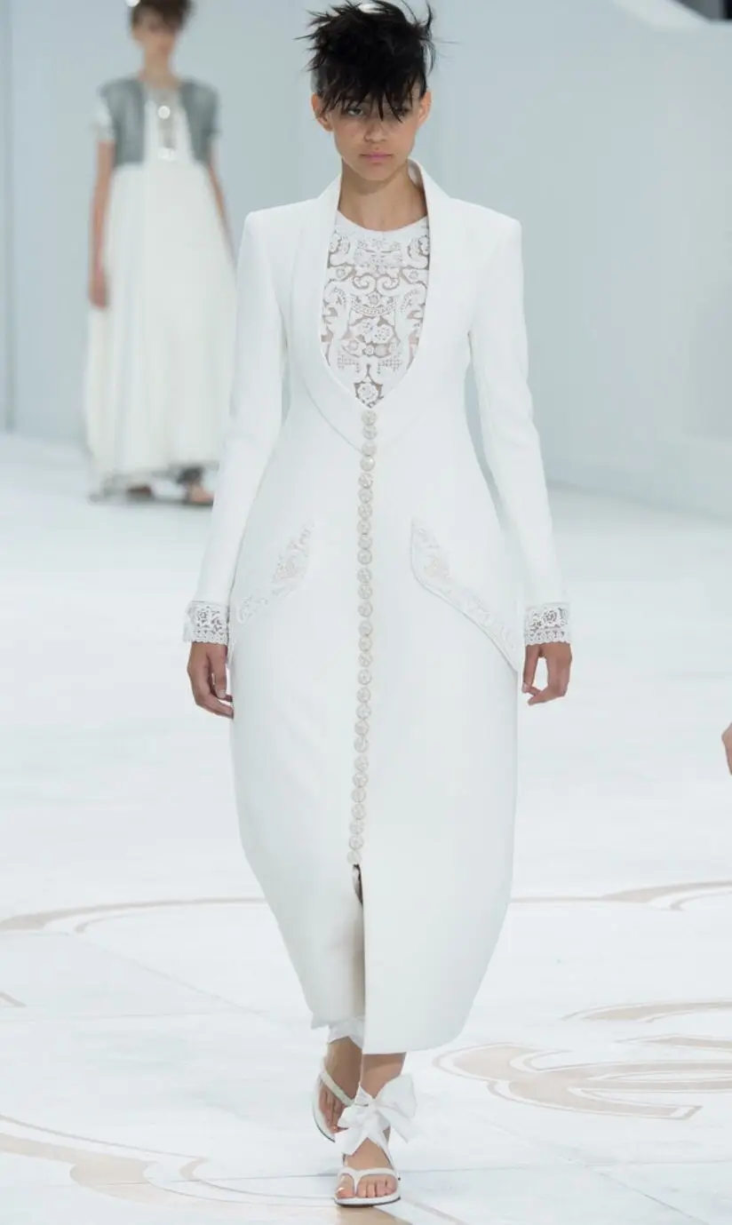 White Wedding Women Suit Skirt 1 Pcs Long Blazer Prom Dress Luxury Formal Office Lady Jacket Customized Bridal Guest Coat