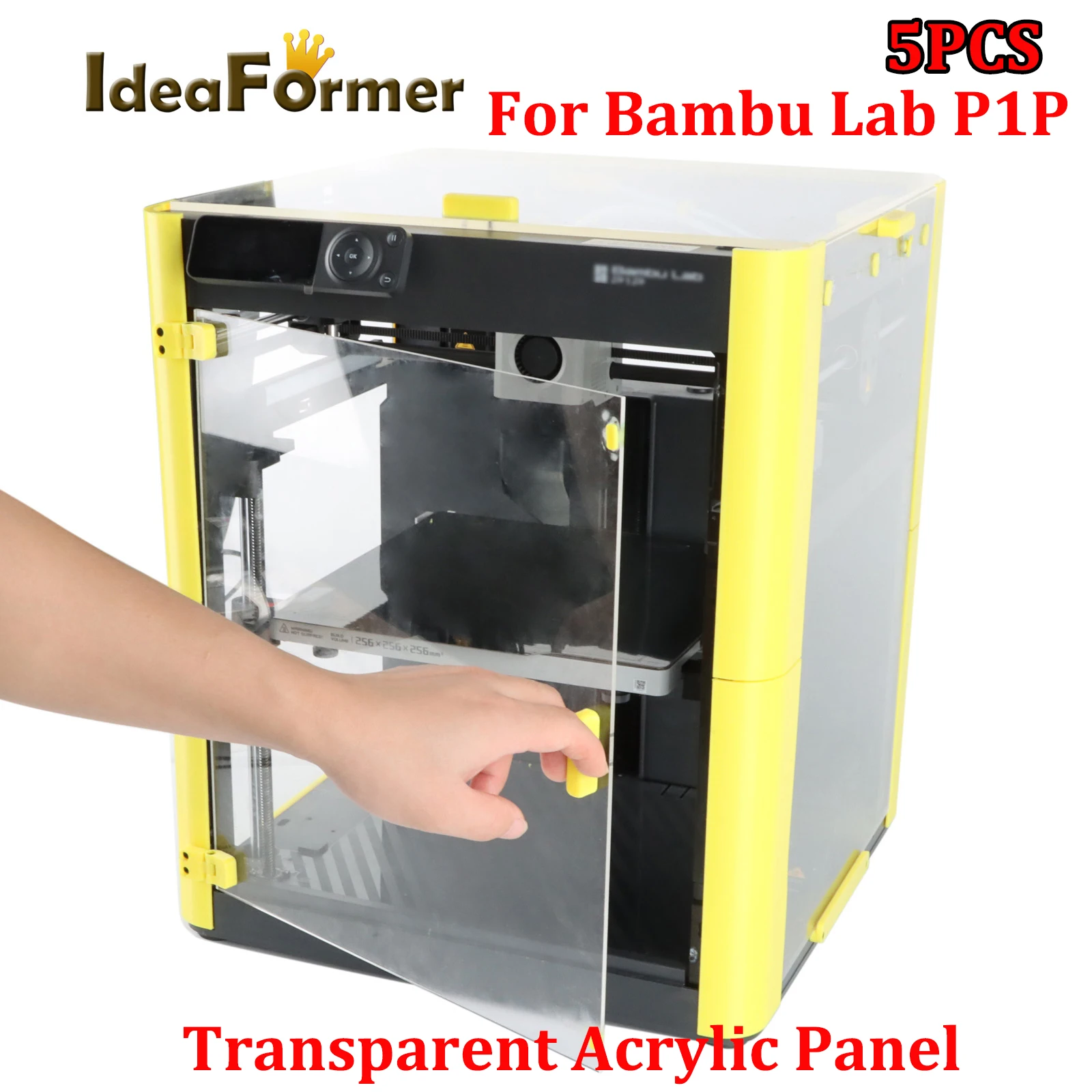 

IdeaFormer 5PCS For Bambu Lab P1P Upgrade Enclosure Plate Acrylic Panels Shell Clear With Screws Fast Assemble Magnetic Sides