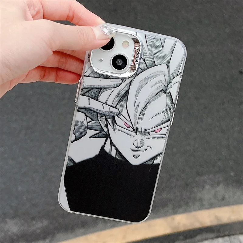 Luxury Dragon Ball Z Anime Son Goku Super Saiyan Phone Case For iPhone 16 15 14 13 11 12 Pro Max Cute Cartoon Armor Cover Funda