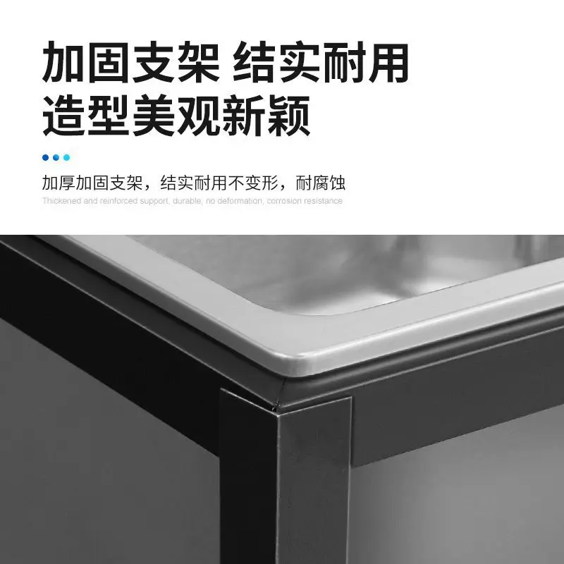 Simple kitchen sink, stainless steel vegetable basin, double sink sink, household dishwashing sink with stand, washbasin sink