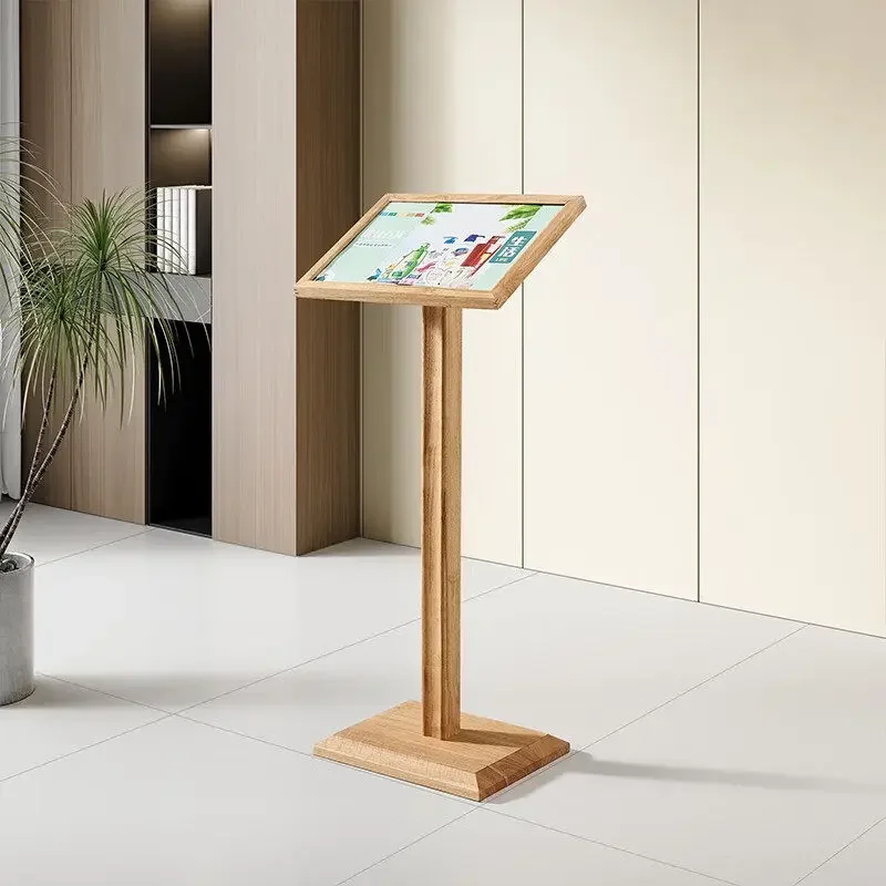 Wooden display stand Hotel welcome water sign publicity, display sign floor-to-ceiling vertical information rack, restaurant ent