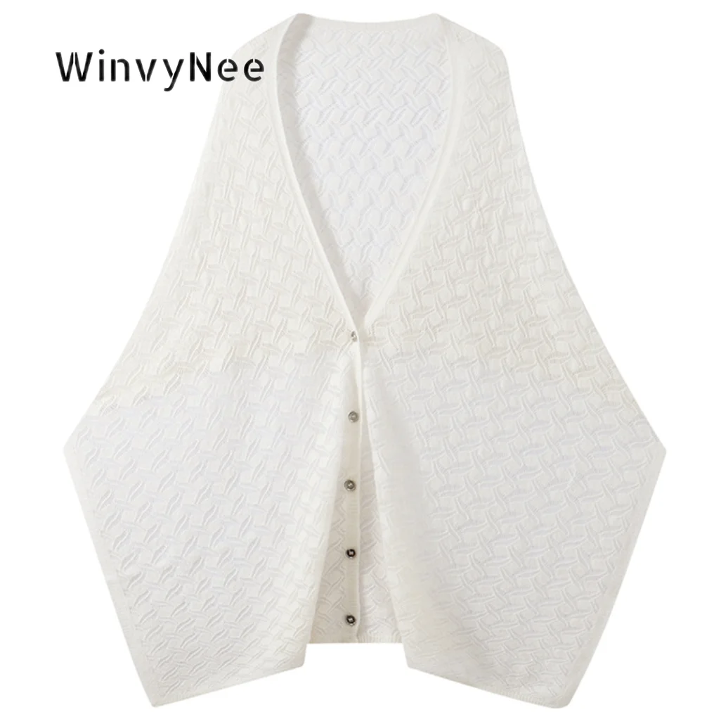 WinvyNee Women Hollow Out Knitted Shawl Scarf Two Solid Pure Wool Light Cozy Chic Wrap Fall Winter Season Occasions ZG1673027A