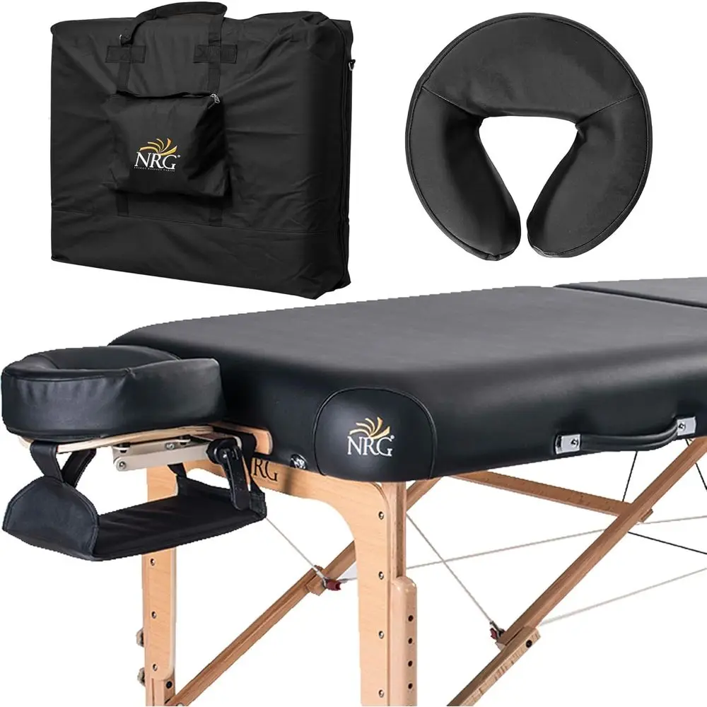 

Портативный черный массажный стол с подголовником, подлокотниками и чехлом для переноски - Кушетка Vedalux Spa