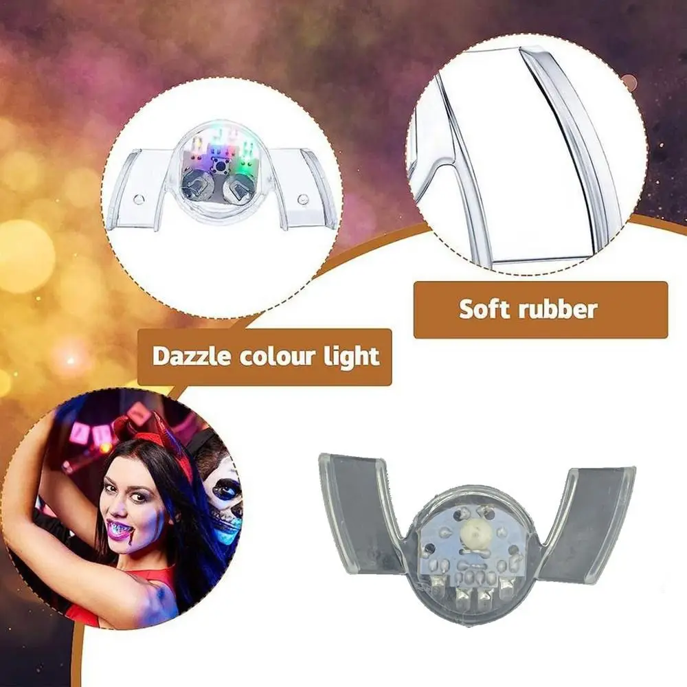 ملحق الحفلات، دعامات LED للهالوين قابلة لإعادة الاستخدام، تضيء متعة، أسنان متوهجة، أطقم أسنان مضيئة لحفلات الهالوين