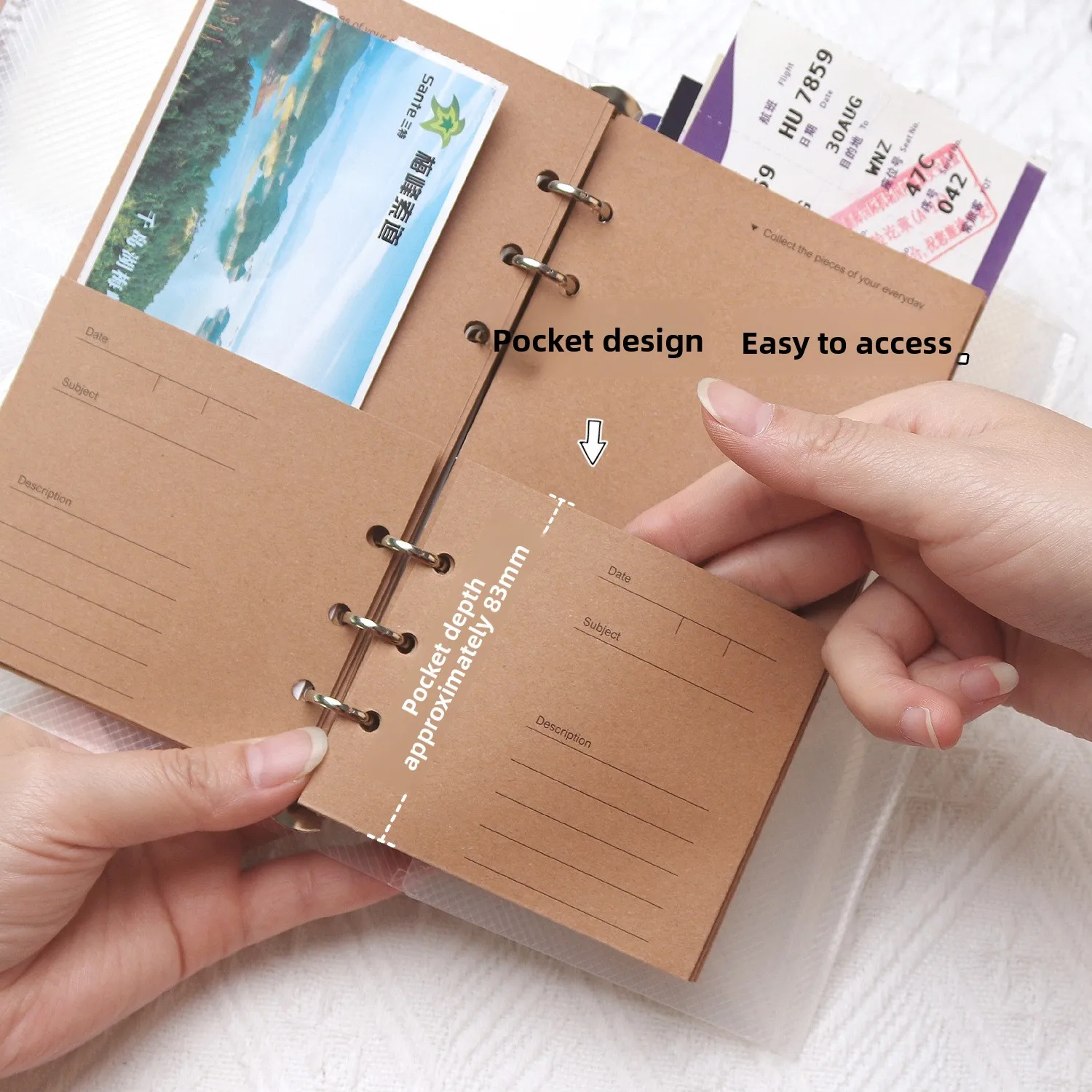 A6 Per Loose-Leaf Kraft Paper Pocket Inner Pages  Storage Book Air Ticket Stubs Ticket Records Deposit Slips Collection