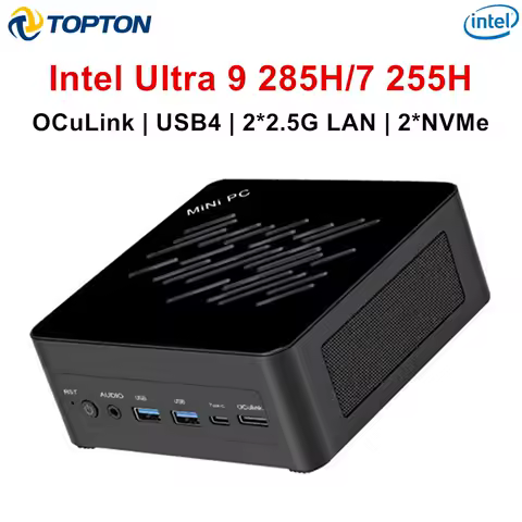 Topton Gaming Mini PC Intel Ultra 9 285H 7 255H 165H 5 125H OCuLink USB4 2x2.5G LAN 2xNVMe Desktop Computer Windows 11 WiFi6E
