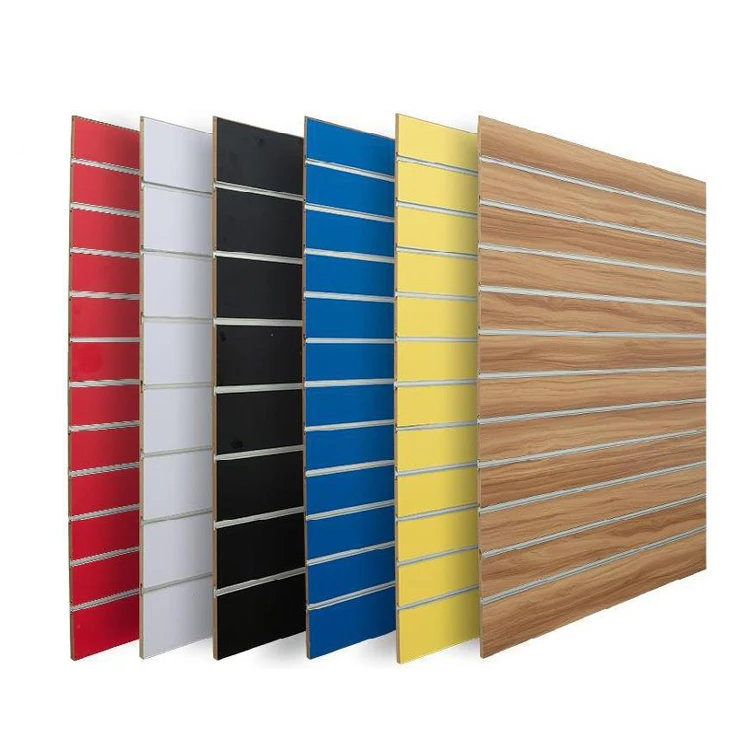 Wholesale Customized Color Melamine Mdf Slatwall Panel Display with Aluminum Insert