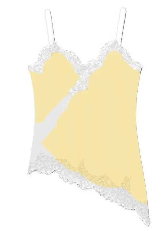 قمصان نسائية بحزام سباغيتي بحاشية غير منتظمة أنيقة للصيف