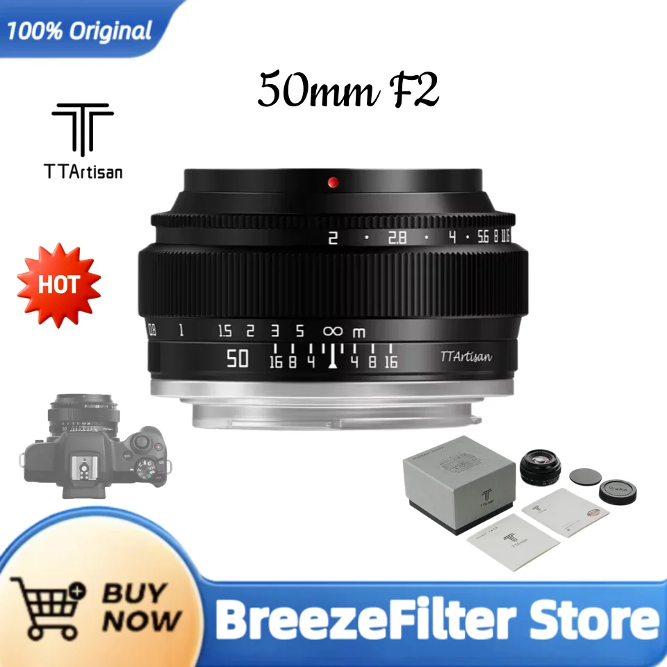 TTArtisan 50mm F2 Vollformat Manuelles Porträt-Objektiv für Sony E Nikon Z Fuji X Leica Sigma L-Mount ZVE10 A7C Z6 Z7 XM5