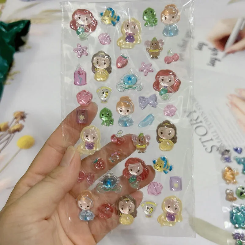 Kawaii ديزني ارييل حورية البحر الأميرة ثلاثية الأبعاد كريستال الإغاثة ملصقات الكرتون جراب هاتف ملصقات الزخرفية الهدايا الطرفية الإبداعية #2