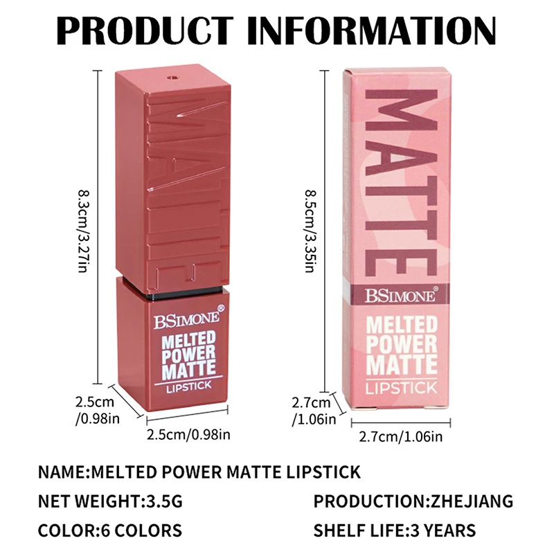 Brillo Labial Mate de Terciopelo BSIMONE - Tinte Labial Rojo Impermeable, Hidratante y de Larga Duración, Para Todo Tipo de Piel