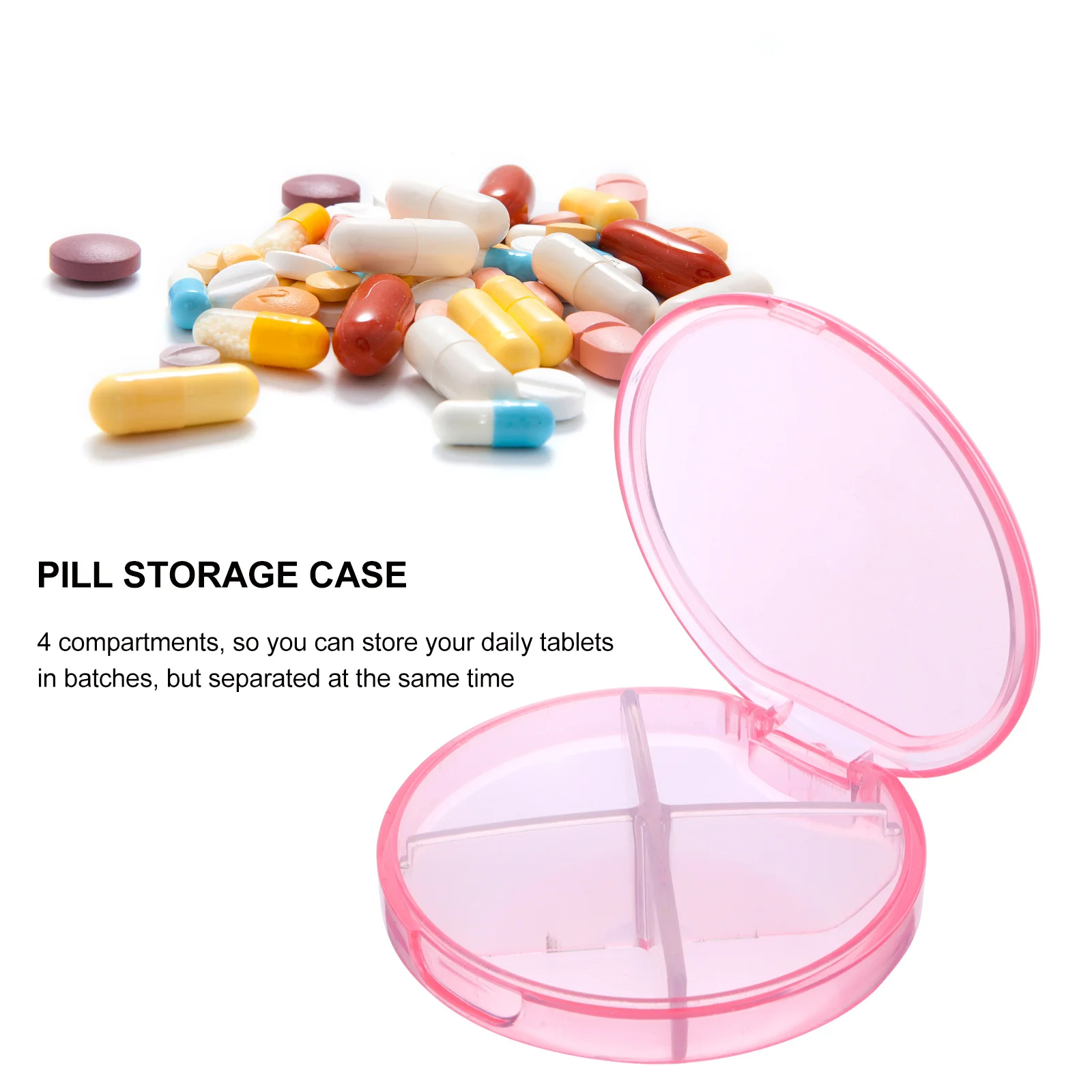 

3Pcs Medicine Storage Case Portable Durable 4 Grid Organizer Travel Mini Container Jewelry Storage Holder Case