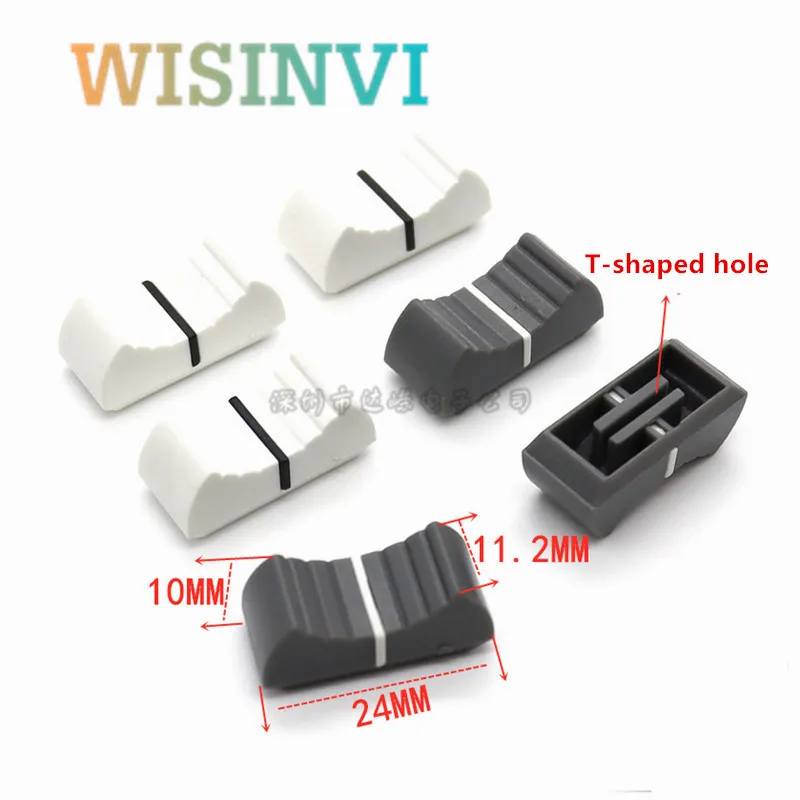 10PCS 24x11.2x10mm Mixer/Sound card fader cap straight slide/push the key cap potentiometer knob T-shaped hole