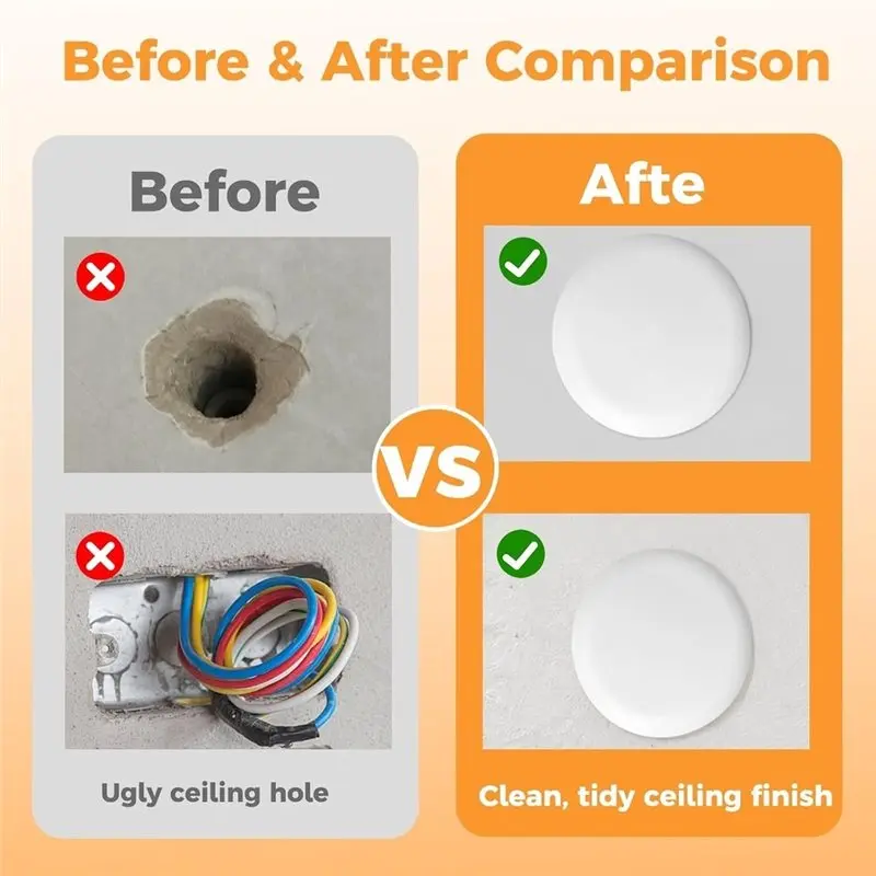 A93Z CP3540 5.38 Inch Round White Fit Ceiling Cover Plate Kit(10 Pack), Hides Wires& Holes For 3.5-4