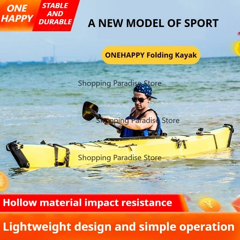 3.9m Portable Hard Shell Kayak/Canoe/Raft - Foldable Rigid Single Boat with 100kg Load Capacity for Solo River And Lake Recreati
