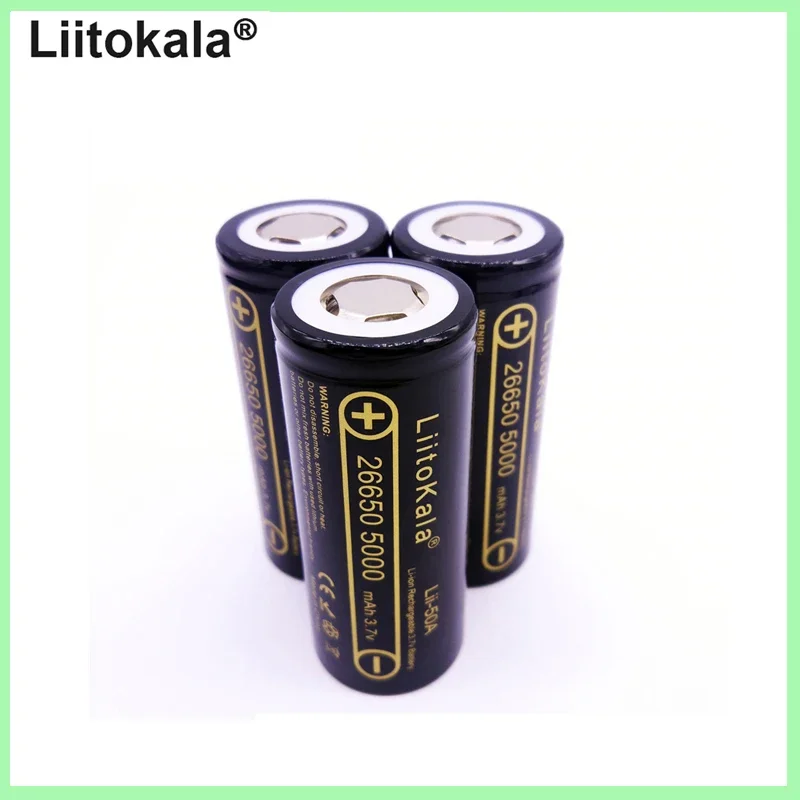 LiitoKala 26650 5000mah Li-ion Rechargeable Battery Lii-50A 3.7v 26650-50A battery  for flashligh Electric vehicle Tricycle