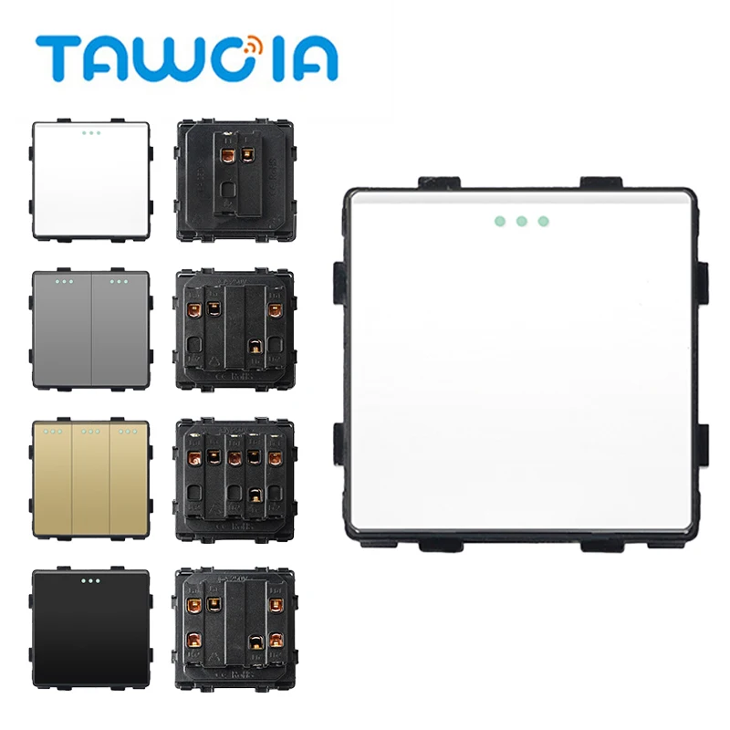 TAWOIA Wall Switch Modules 1/2Gang Parts Mechanical Switches Key EU Pressure Light Switches Parts Free Combination DIY No Frame