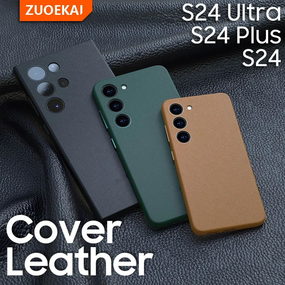 

ZUOKEAI Original For Samsung Galaxy S24 Ultra Plus S24ULtra Case High Quality Leather Cover S24+ Premium Full Protect Protector