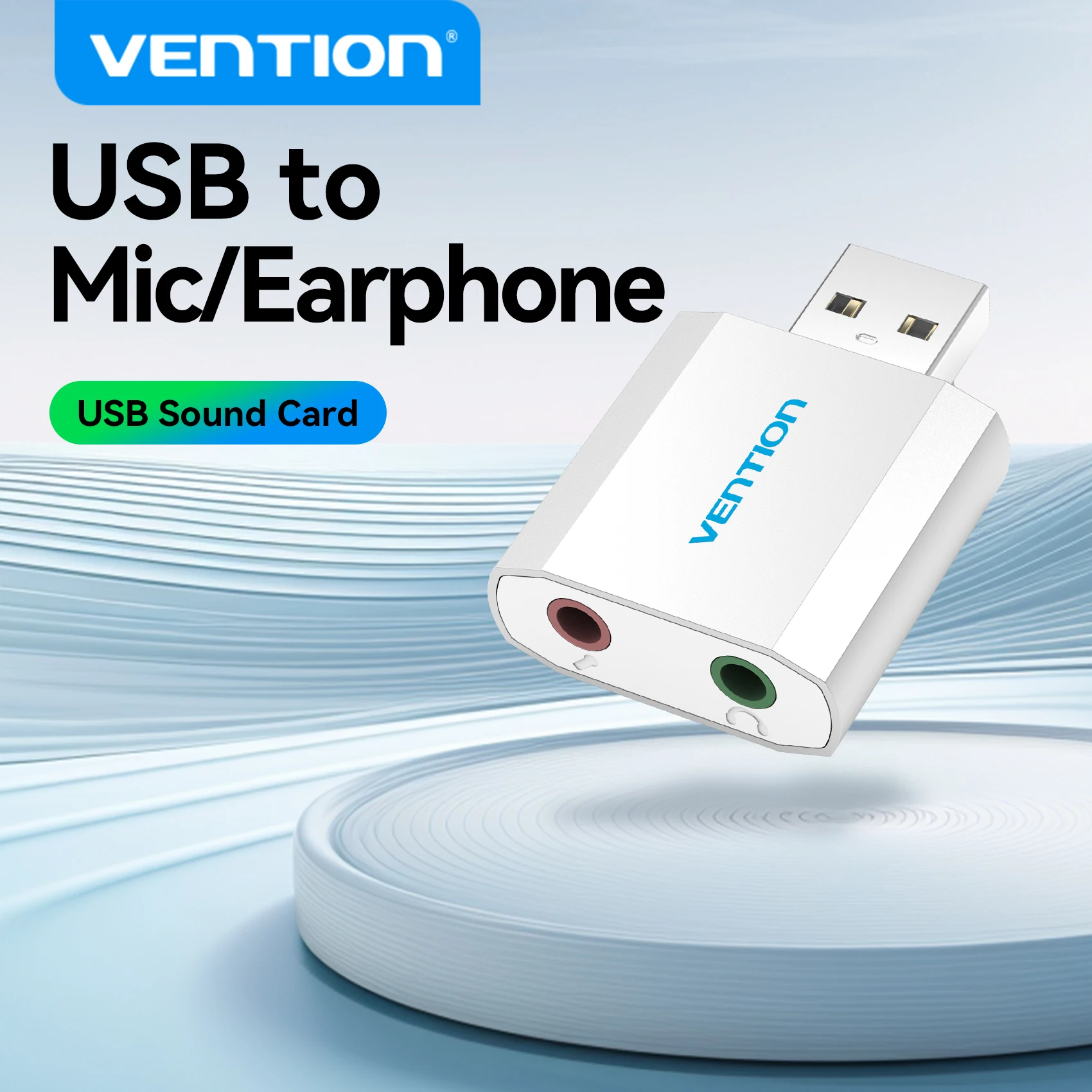 

Звуковая карта Vention USB Внешний USB-аудиоадаптер для наушников Микрофон Разъем 3,5 мм для ПК Ноутбук PS5 Компьютер Домашний кинотеатр Звуковая карта