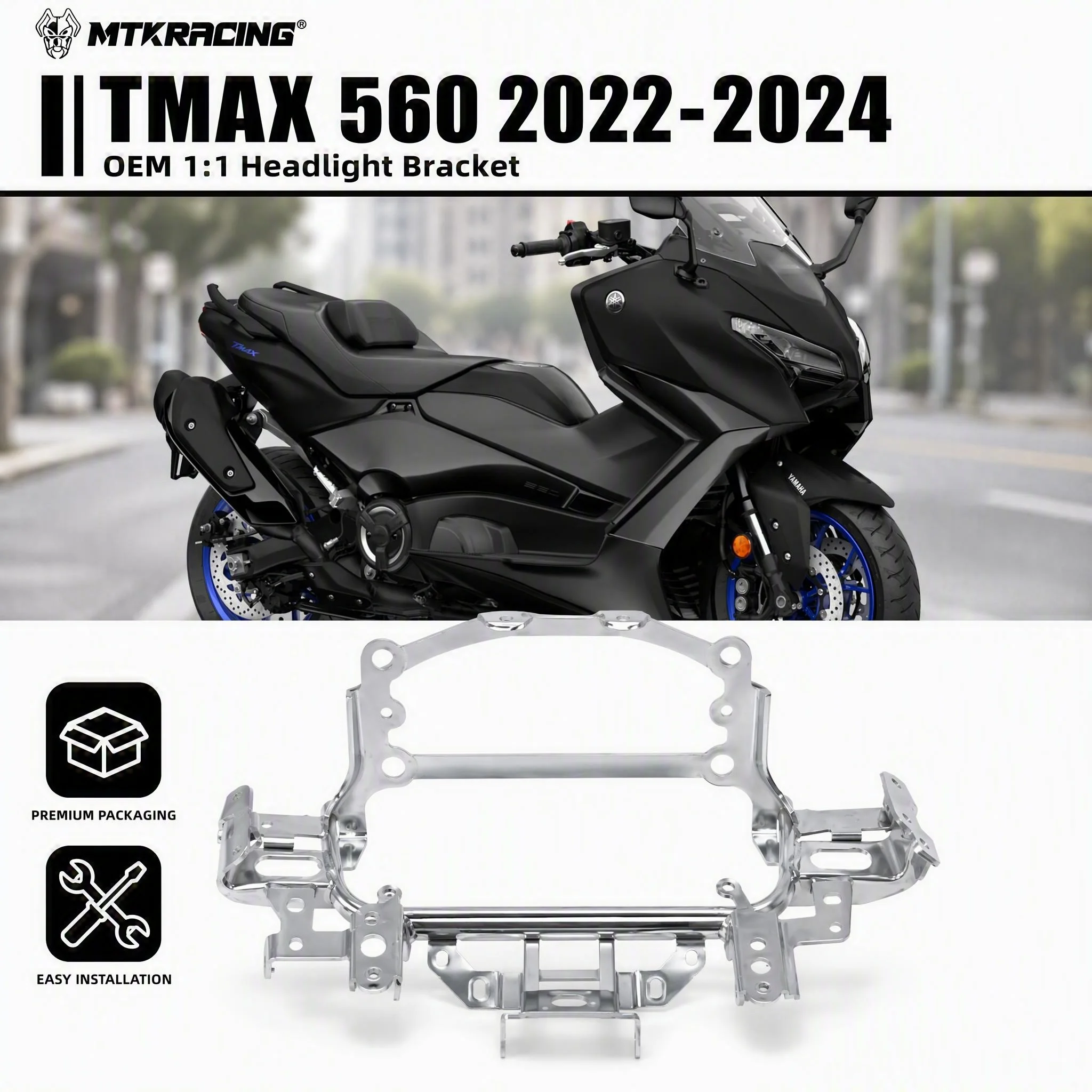 MTKRACING For YAMAHA TMAX 560 2022-2024 Motorcycle Headlight Bracket Welding Assembly - Front Bracket Headlight Bracket
