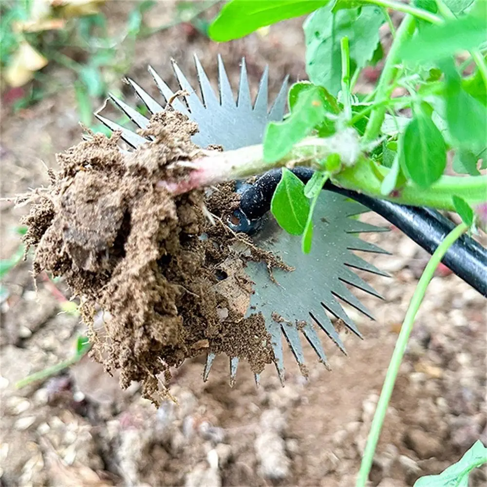 Manual Weed Remover Tool  for Lawn and Garden Sun Flower Shape Teeth Dual Purpose Manganese Steel Forged Hand Weeder