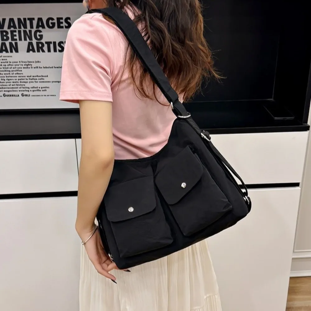 

Large Capacity Nylon Crossbody Bag Harajuku Multiple Pockets Men Shoulder Bag Korean Style Waterproof Canvas Backpack Unisex