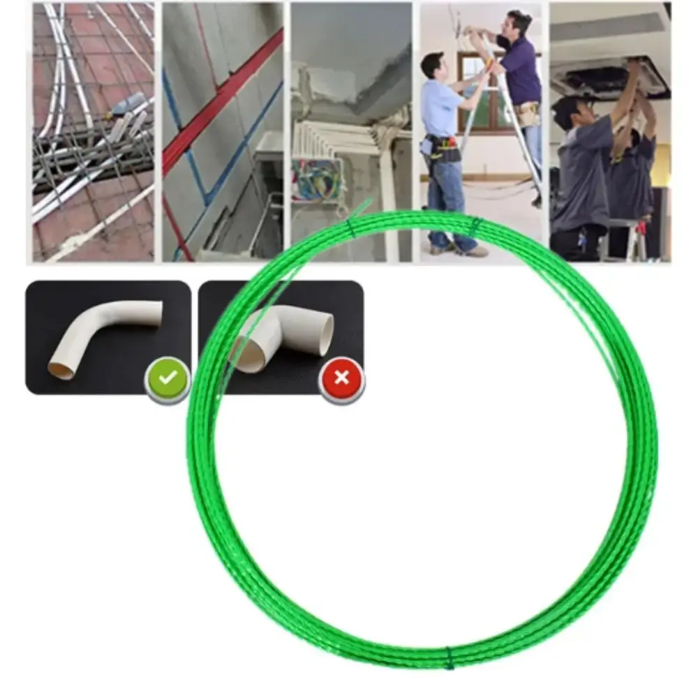 4MM Diameter Cable Guide Tape Puller Green Color 5-50 Meter Fiberglass Duct Rodder POM Material Glass Fiber