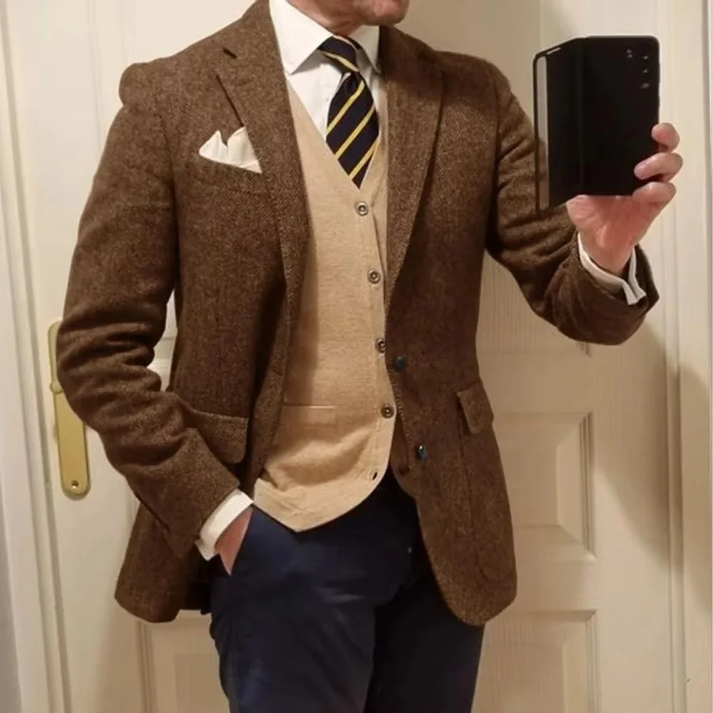 سترة رجالية غير رسمية واحدة الصدر بدلة أنيقة سترة المرحلة ملابس للرجال Casaco Roupa Masculina Roupa De Palco Masculina #3