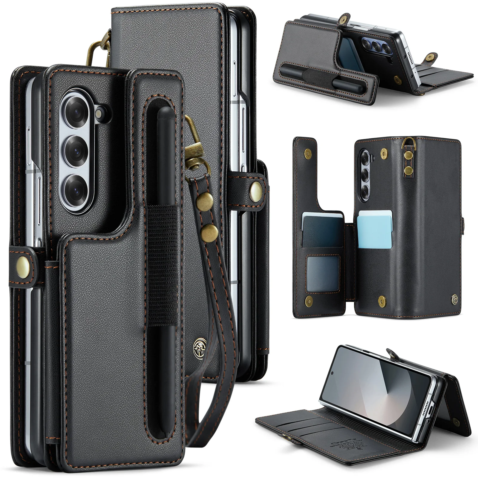 

Для Samsung Galaxy Z Flip 6 Fold6 Чехол Flip Wallet Card Insert Кожаный складной чехол для Coque Samsung Z Fold 6 Flip6 5G Fundas