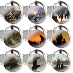 Keychain Glass Cabochon Metal Pendant Classic Men's Women's Keyring Duck Hunting Cool Logos Classic