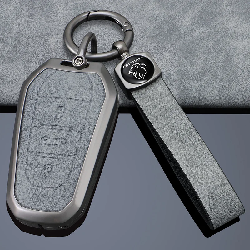 Zine Alloy Car Key Case Full Cover Shell Holder Protection For Peugeot 2008 3008 4008 5008 308 408 508 Auto Key Bag Accessories