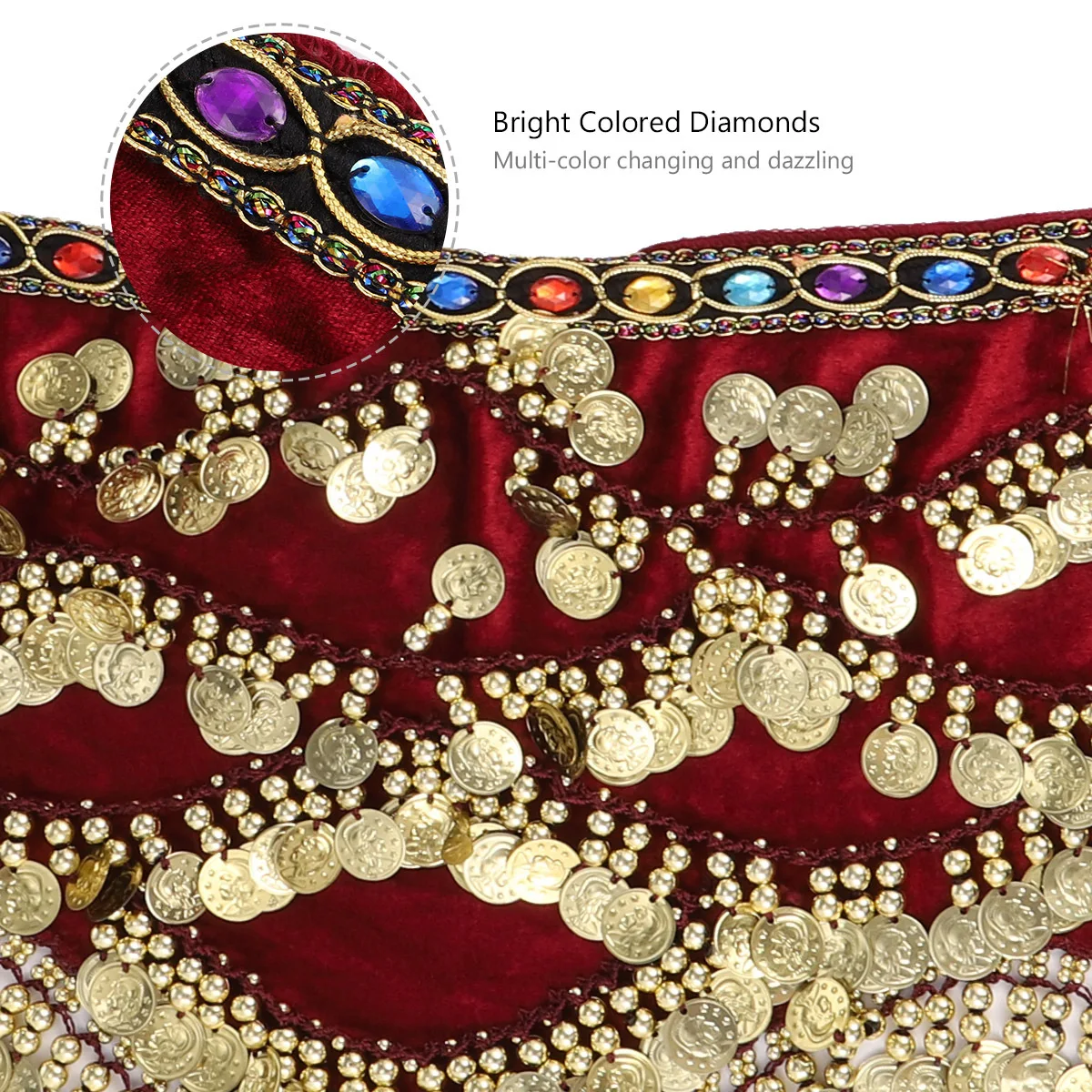 Buikdans Hippe Sjaal Wrap Donkere Munten Vrouwen Rok Duurzaam Comfortabel Prestaties Praktijk Mode Accessoire