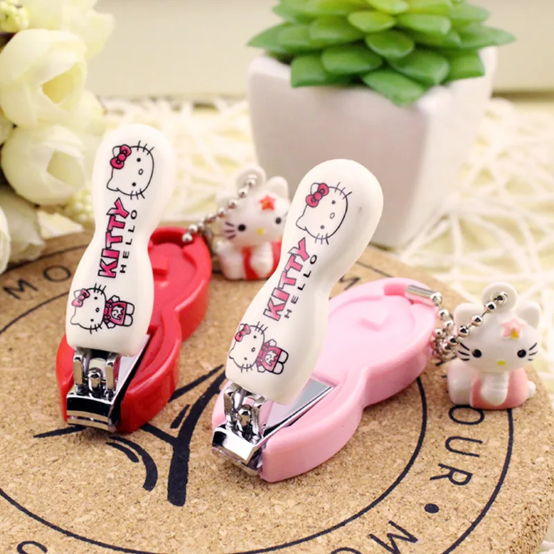 Hello Kitty Nail Scissors Set Kawaii Stainless Steel Nail Clipper Cute Manicure Tools Household Fingernails Scissors Pendant