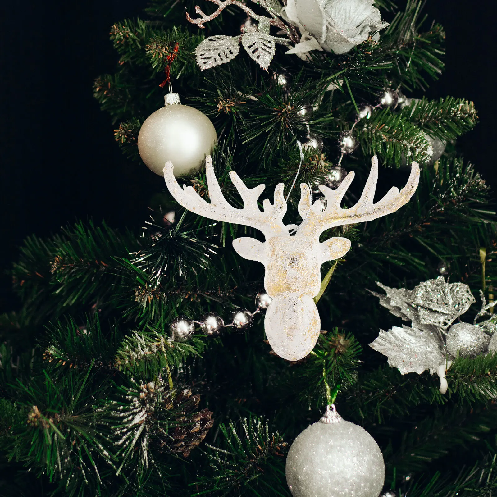 

6Pcs Christmas Tree Hanging Ornaments Shatterproof Rustic Pinecone Reindeer Snowflake Handmade Holiday Decor Candy Ornaments