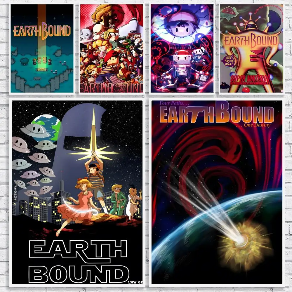 Classic RPG E-EarthBound 2 Poster Versatile HD Waterproof Wall Art Self-Adhesive Decor for Any Space Ideal Gift