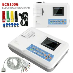 ECG100G ECG Machine Human or Veterinary 1Channel 12 Leads Digital Electrocardiograph  LCD Display EKG Monitor Printer