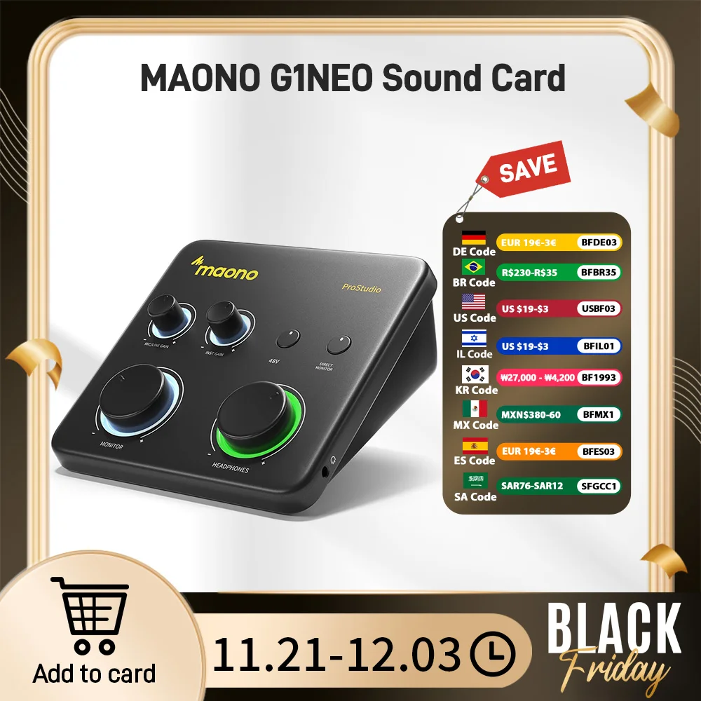 MAONO USB Audio Interface for PC,XLR Input 24-bit/192kHz Routing Software LOOPBACK ASIO for Recording Music,Guitar,DAW PS22 Lite