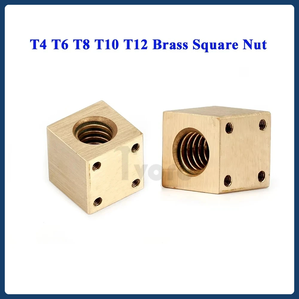 

1/2PCS T4 T6 T8 T10 T12 Brass Square Nut Trapezoidal Screw Rod Trapezoidal Thread Screw Square Copper Nut for 3D printer