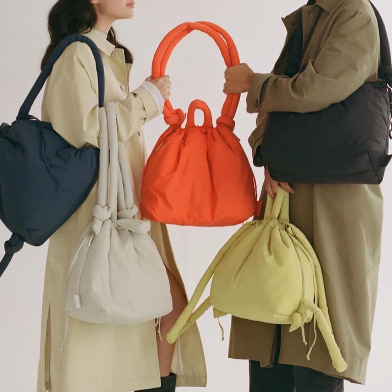

2025 Casual Nylon Padded Tote Bag Simple Vintage Large Capacity Women Handbag Soft Puffer Lightweight Backpack Shoulder Bag
