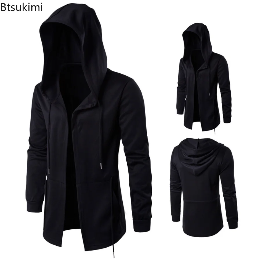 

Новинка 2024, мужские плащи, модные кардиганы средней длины, куртки с капюшоном, уличные свободные плащи с шалью, пальто, костюмы для косплея, мужские