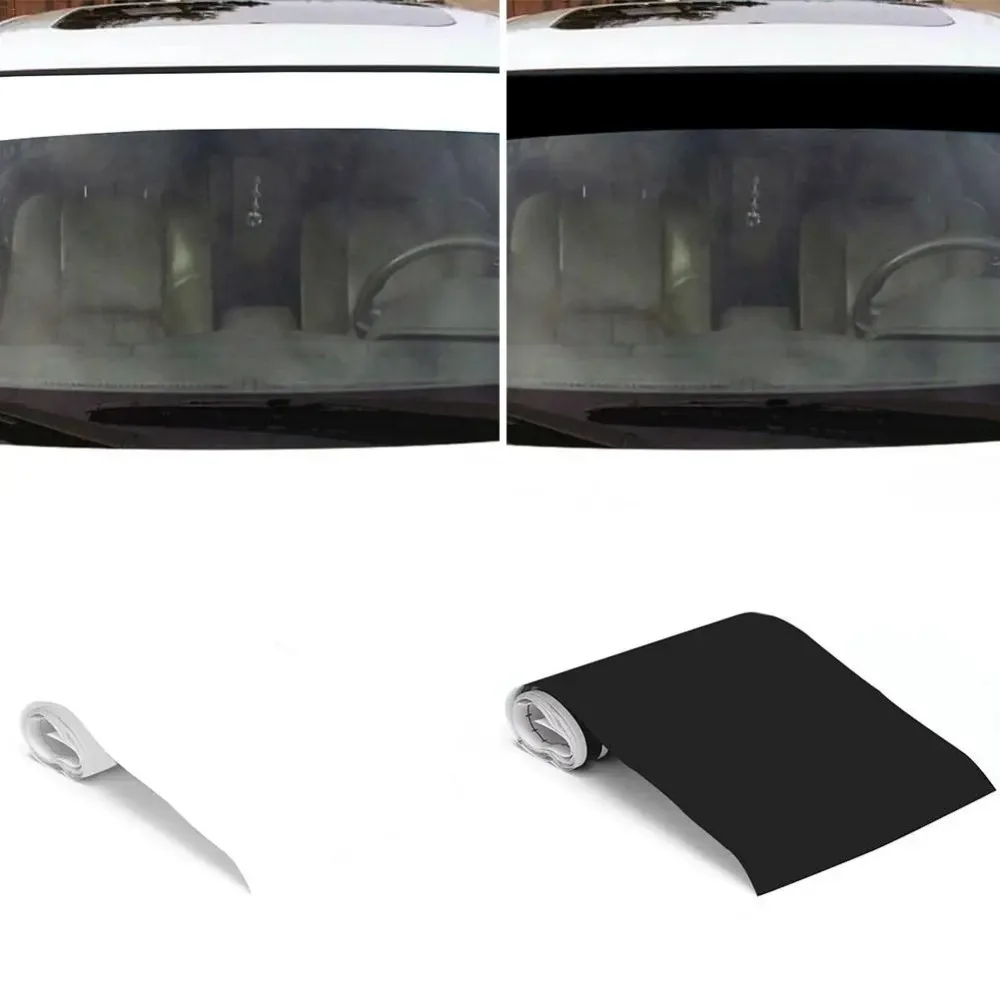 135x21CM Car Front Windshield Vinyl Waterproof Banner Stripe Decals Anti UV Heat Control Auto Window Visor Stickers Black/White