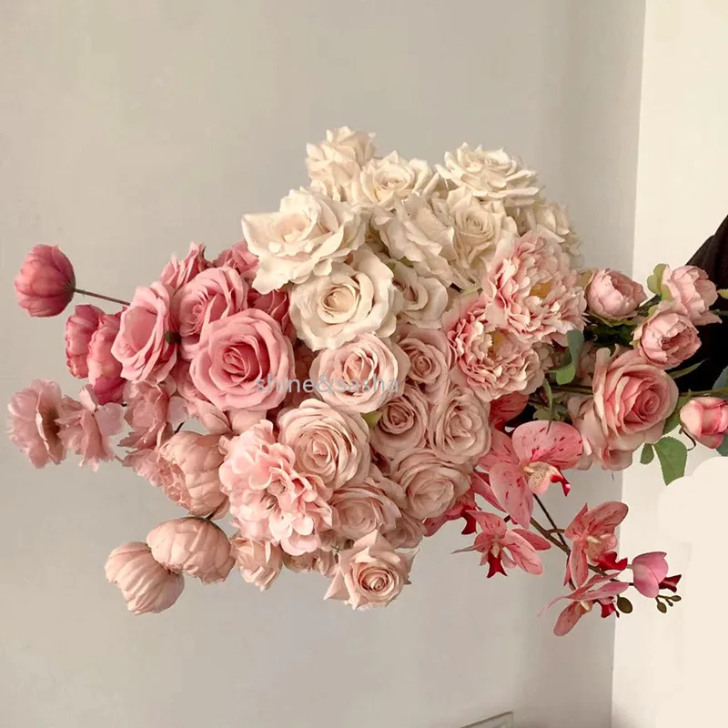 7 Köpfe Rosenstrauß Künstliche Blume Beige Elfenbein Vintage Rose Große Rose Wohnzimmer Trockenblumendekoration Hochzeit – Detail 3